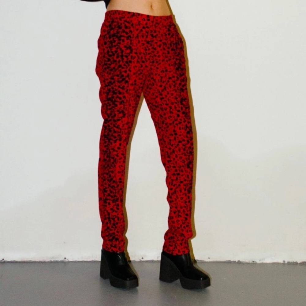Nanette Lepore Animal Print Red Ankle Length Pant Size 2